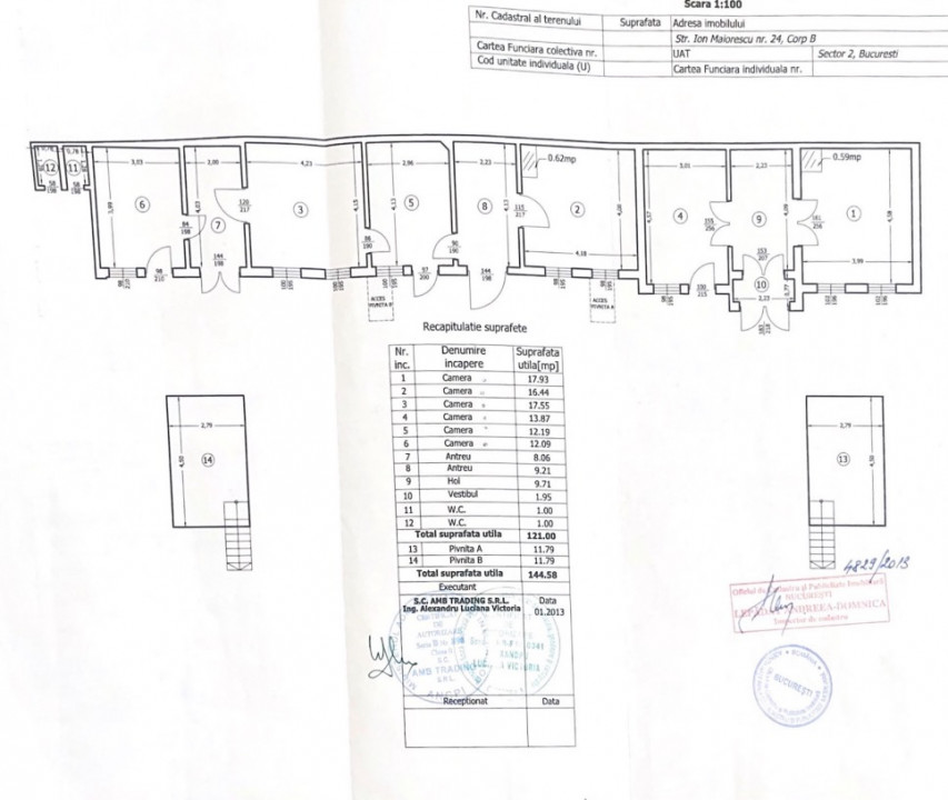 Vila 1950 121 mp s.u.  Mosilor-Ion Maiorescu nr.24 260 mp teren 